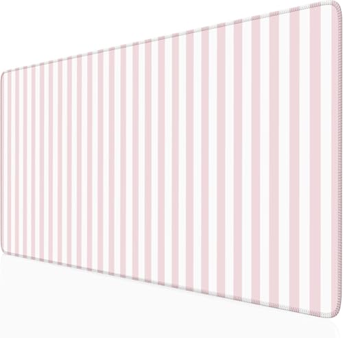 Pink Striped Desk Mat Cute Pastel Large Mouse Pad Kawaii Aesthetic Extended Mat for Home Office Desk Decor for Women Cozy Gaming Keyboard Pad 31.5 X 15.7 - color: A2- Pink Strip