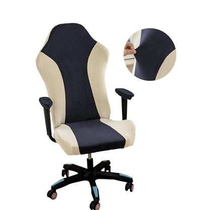 Lavish Cover Velvet Stretchable Gaming Chair Cover, Washable, Anti-Scratch Slipcover with Armrest Protection, Cat Scratch Proof for Office and Computer Chairs(No Chair, NavyBlue) - color: Navyblue