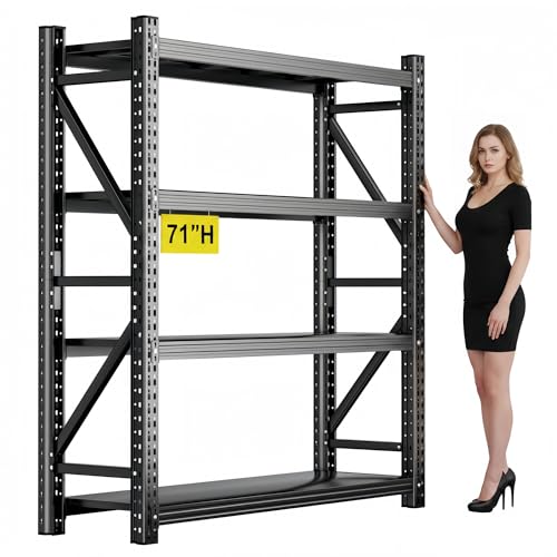 Heavy Duty Garage Shelving, 36" W x 16" D x 71" H, 3000 LBS Capacity, 4-Tier Adjustable Metal Storage Shelves, Reinforced Steel Storage Rack for Garage, Basement, Utility Room