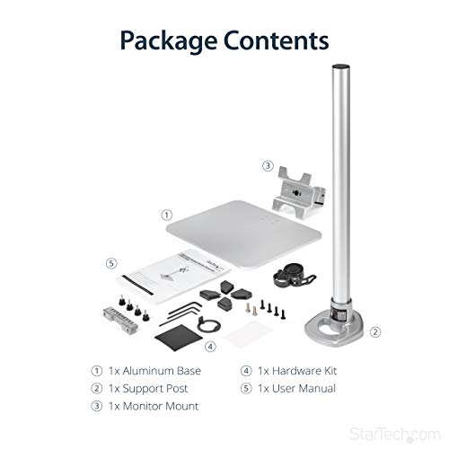 StarTech Single Monitor Stand 34in up to 30.9lb/14kg, Silver (ARMPIVSTND)
