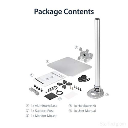 StarTech Single Monitor Stand 34in up to 30.9lb/14kg, Silver (ARMPIVSTND)