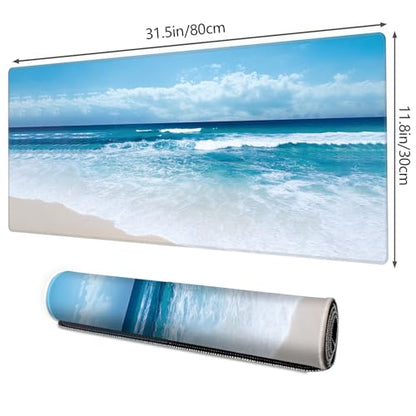 Galdas Gaming Mouse Pad XXL XL Large Long Extended Big Mousepad Non-Slip Rubber Keyboard Mouse Pad with Stitched Edges for Laptop Home Office (31.5x11.8x0.08 Inch) … (Wave 2025) - color: Wave 2025