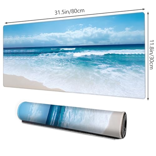 Galdas Gaming Mouse Pad XXL XL Large Long Extended Big Mousepad Non-Slip Rubber Keyboard Mouse Pad with Stitched Edges for Laptop Home Office (31.5x11.8x0.08 Inch) … (Wave 2025) - color: Wave 2025