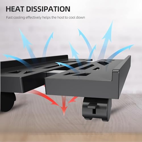 Adjustable Mobile CPU Stand, Ventilated Computer Tower Stand with 4 Caster Wheels Fits Most PC Tower, Under Desk CPU Holder PC Floor Cart Computer Riser for Students and Gamers (Gray) - color: Regular Gray