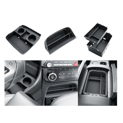 BIBIBO 4Packs for 2026 Hyundai Palisade Center Console Organizer 2026 Hyundai Palisade Calligraphy Console Tray 2026 Palisade Console Insert Tray 2026 Palisade (ONLY FIT Palisade Calligraphy) - color: Black-(Console Under+Insert shelf+Armrest Tray)