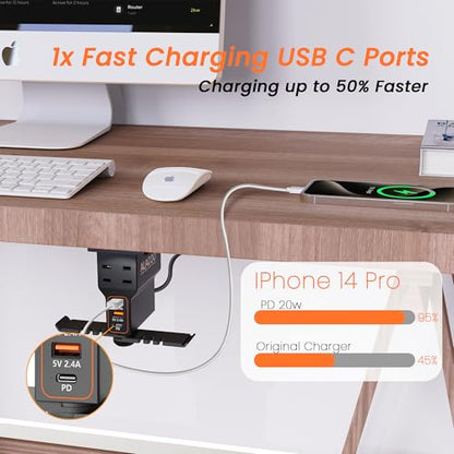 Gaming Headphone Stand with Charging Station - Aluminum Hooks Headphone Holder, Under Desk Headset Stand, 3 USB & AC Outlet, Surge Protector & Cable Organizer, Gift for Girl/Men - color: Black