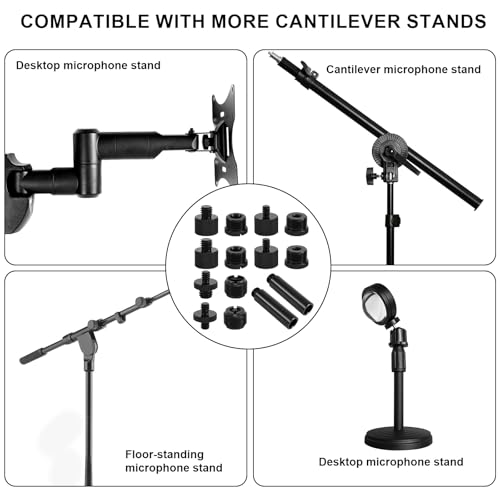 12pcs Microphone Stand Adapter Screws with Extension Tube, Alloy 5/8" Female to 3/8" Male & 5/8 Female to 1/4" Male Mic Stand Thread Mount Adapters for Mic Boom Arm Camera Tripod Recording