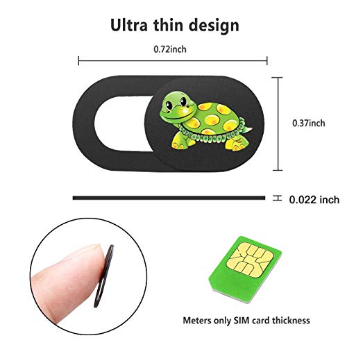 3 Pack Laptop Web Camera Cover Ultra Thin (0.027in) Webcam Cover Slide Turtle Printed for Laptop,Desktop,PC,Macboook,iMac,Computer,Smartphone