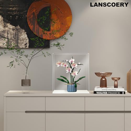 LANSCOERY Acrylic Display Case, Assemble Showcase Display Box for Collectibles, with Dustproof & Seamless Display Design, 7x7x7inch White Base - color: White, size: 7x7x7inch; 18x18x18cm