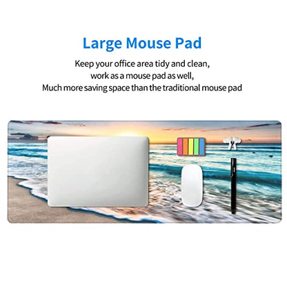 Large Mouse Pad Gaming Mousepad XL Sunrise Beach Wave Desk Mat Mouse Pad Long 31.5x11.8 in Extended Big Mousepad Waterproof Desk Pad with Non-Slip Base and Stitched Edges Computer Keyboard Mat - color: Sunrise Beach Wave