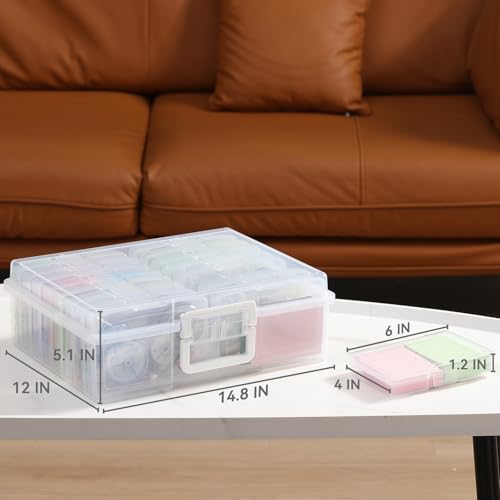 novelinks Photo Storage Boxes with Handle, Photo Organizers and Storage | 1Pack Clear, Photo Albums 4x6 Pictures, Photo Cases, Classroom Organization, Index Card Box, Photo Card Holder, Seed Storage - color: White