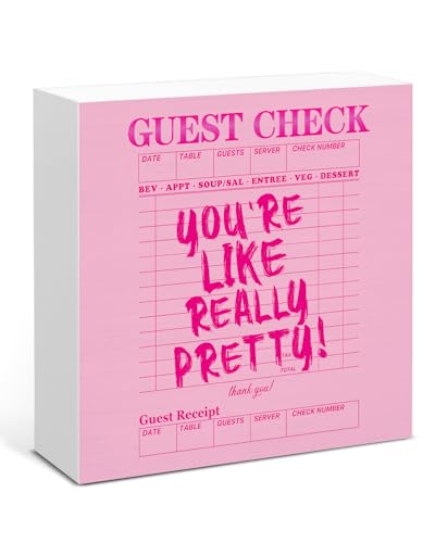 Pink Coquette Wooden Sign - Coquette Room Decor, Cute Preppy You're Like Really Pretty Sign Home Shelf Desk Decoration, Inspirational Gifts for Women - color: GUEST