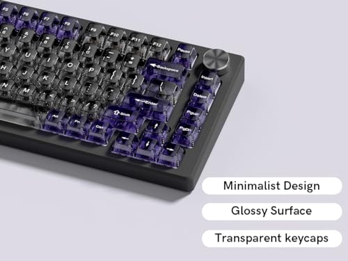 dagaladoo Transparent Black Purple Keycaps,Glossy Jelly Key caps Clear | Shine Through keyboard keycaps translucent,MDA Profile,115 keys PC keycaps for Mechanical Keyboard with MX Switches - color: Black and Purple