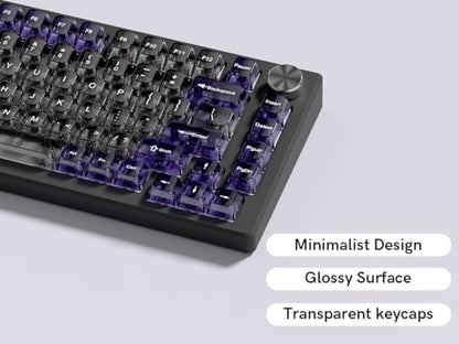 dagaladoo Transparent Black Purple Keycaps,Glossy Jelly Key caps Clear | Shine Through keyboard keycaps translucent,MDA Profile,115 keys PC keycaps for Mechanical Keyboard with MX Switches - color: Black and Purple