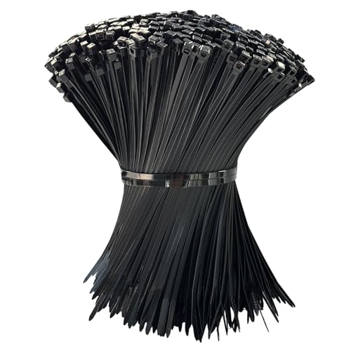 150 Pack Zip Ties 8 Inch Black, 40Lbs Tensile Strength, Premium Nylon Cable Ties, Plastic Zip Ties, For Garage Cable Management, Home, Garden Trellis Ties, Indoor And Outdoor Use