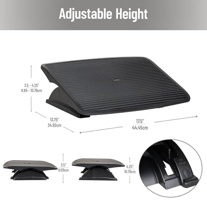 Mind Reader Foot Rest, Under Desk at Work, Ergonomic, Height Adjustable, Office, Plastic, Black - size: Plastic Foot Rest