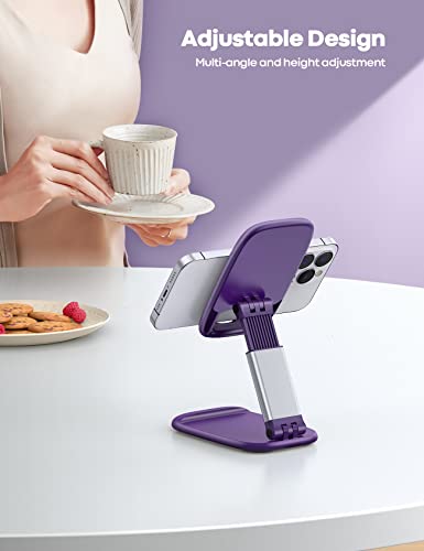 Lamicall Purple Phone Holder for Desk - Dark Purple Cellphone Stand Desk Accessories Desktop Office Must Have, Gifts for iPhone 17 16 15 14 13 Pro Max Mini, 12 11 X Plus SE, 4-8'' Telephone Stand - color: Dark Purple