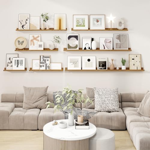 RICHFOCUS Picture Ledge Shelf, 30 inch Floating Shelves Set of 2, Wood Wall Shelves with Lip, Wall Decor Storage for Bedroom Living Room Bathroom Kitchen Nursery Photo Picture, Oak - color: Oak, size: 30 Inch, set of 2
