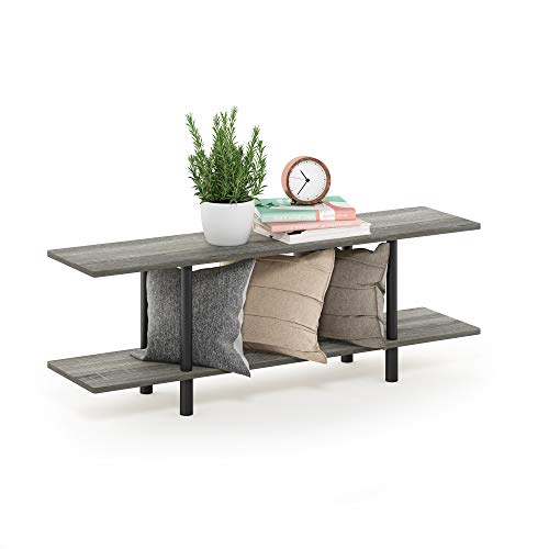 Furinno Turn-N-Tube 2-Tier Multipurpose Wide Shelf, French Oak Grey/Black - color: French Oak/Black, style: 2-Tiers