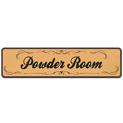 Powder Room Metal Sign Vintage Wall Décor 4" x 16" - color: Powder Room