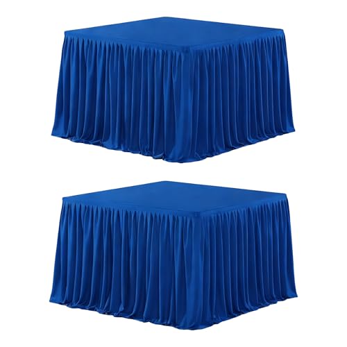 Wish Care 2 Pack Royal Blue Square Table Clothes for 2.8 Foot Tables, Polyester Fitted Tablecloths 2.8ft Stretch Table Cover for Wedding, Birthday, Parties, Trade Show, Craft Show - color: Royal Blue, size: 34" x 34" (2.8 Ft - 2 Pcs)