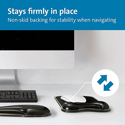 Kensington Duo Gel Wave Mouse Pad & Wrist Rest - Black,Medium (K62413WW) - color: Black, size: 9.6L x 7.6W inches, style: Mouse Pad