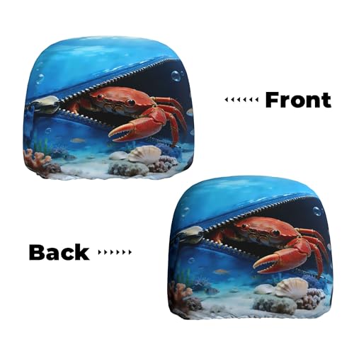 Fashion Car Headrest Covers Seaworld Crab Fabric Head Rest Cover for SUV Truck Blue - color: Funny Carb Blue
