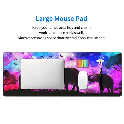 Abstract Elephant Forest Landscape Mouse Pad Extended Large Gaming Mouse Pad XL Oversized Desk Pad Stitched Edges Non-Slip Mat 31.5 X 11.8 Inch - color: Black21