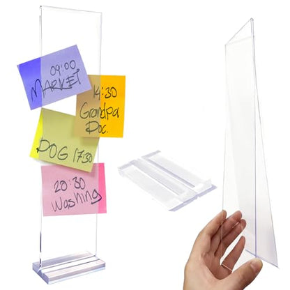 Removable Sticky Note Holder Double-Sided Acrylic Desktop Memo Message Board Transparent Adhesive Note Organizer for Any Computer and Laptop for Home Office School (Not Easy to Fall Off)