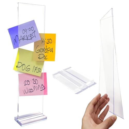 Removable Sticky Note Holder Double-Sided Acrylic Desktop Memo Message Board Transparent Adhesive Note Organizer for Any Computer and Laptop for Home Office School (Not Easy to Fall Off)