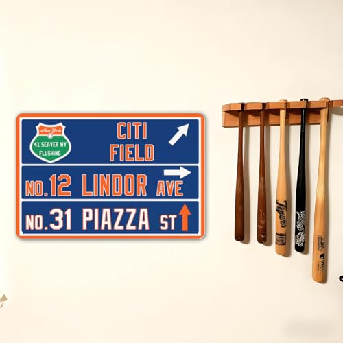 12” x 8” Met Wall Decor Sign Art Poster, NY New York Metal Street Sign, Met Gifts for Boys Men Home Room Decor - color: team 3