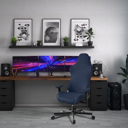 Stretch Gaming Chair Cover, Soft and Comfortable, Dust Protection, Modern Design, for Office Computer Racing Seat(Dark Blue) - color: Dark Blue