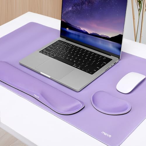 MOSISO Keyboard Mouse Pad Set, Gaming Mouse Pad&Keyboard Wrist Rest&Wrist Rest, Ergonomic Wristrests with Memory Foam Home Office Easy Typing Cushion Non-Slip Mousepad, Purple - color: Purple
