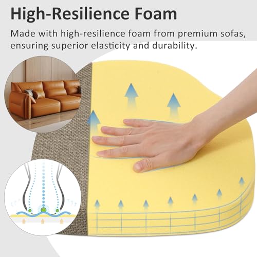 Shinnwa Kitchen Chair Cushions Set of 6, High-Resilience Foam Windsor Seat Pads, Dining Chair Cushions with Ties & Textured Cover, 6 Pack, 16.5 x 15.5 x 2, Light Brown - color: Light Brown, size: 6 Count (Pack of 1)