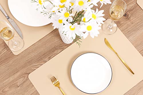 Wipeable Placemats Leather Table Mats Waterproof Heat-Resistant Easy to Clean for Dining Table Set Kitchen Table (2, Buff) - color: Buff, size: set of 2