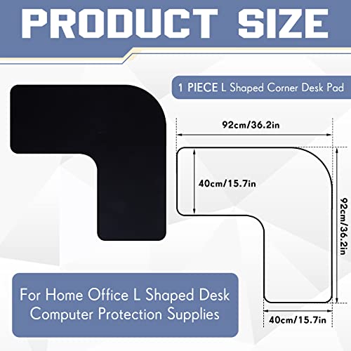 Amylove L Shaped Desk Mat Corner Mouse Pad Waterproof Large Rubber Corner Desk Mat for Office Home L Shaped Curved Keyboard Pad Gaming Setup Computer Protection Supplies, 36.2 Inches(Black)