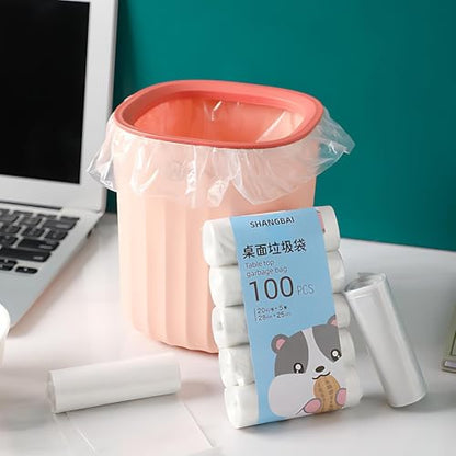 Small Desktop Trash Can with Lid for Desk Trash Cans Cute Mini Garbage Bin Press-top Wastebasket for Office Countertop Coffee Table Desk (Trash Bags)