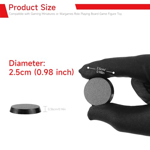 SIXPOINTS 100 Pieces Acrylic Miniature Bases,25mm/0.98inch Round Model Bases 3.6mm/0.14 Thick Circular Figure Display Stands Compatible with Gaming Miniatures or Wargames Role Playing Board Game Figure Toy (100PCS-25mm-black round) - color: 100PCS-25mm-bl