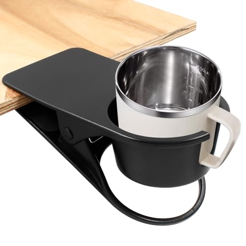 Jiozermi Drinking Cup Holder Clip, Desk Drink Holder Clip Adirondack Chair Cup Holder with Clip Cup Clip Holder for Water Drink Beverage Soda Coffee Mug(Black) - color: Black