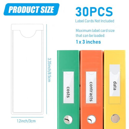 Chinco 30 Pack Self-Adhesive Index Card Pockets with Top Open for Loading - Ideal Index Card Holder for Organizing and Protecting - Crystal Clear Plastic (1.2 x 3.35 Inches) - size: 1.2 x 3.35 Inches