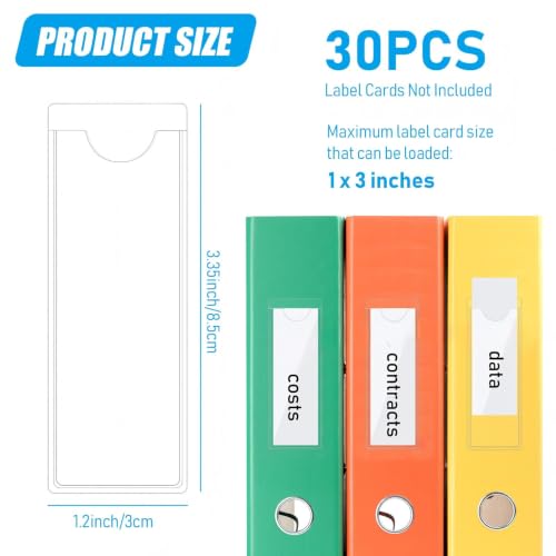 Chinco 30 Pack Self-Adhesive Index Card Pockets with Top Open for Loading - Ideal Index Card Holder for Organizing and Protecting - Crystal Clear Plastic (1.2 x 3.35 Inches) - size: 1.2 x 3.35 Inches