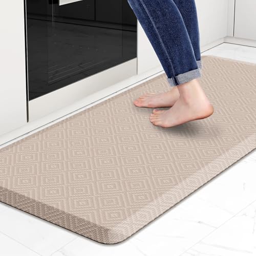 Mattitude Kitchen Mat Cushioned Anti-Fatigue Floor Mat Water Resistant Non-Slip Mats and Rugs Standing and Comfort Desk Mats for House Sink Office Laundry (Beige, 17.3"x39") - color: Beige, size: 39"L x 17.3"W x 0.5"Th