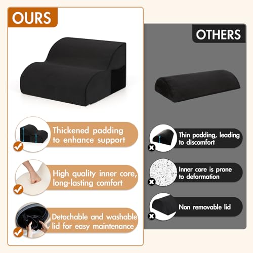 Echaprey Foot Rest for Under Desk at Work,Adjustable Under Desk Footrest Multifunctional 3-Tier Foot Stool with Non-Slip Base and Washable Cover Ergonomic Foot Stool for Office,Home,Car,Travel (Black) - color: Black