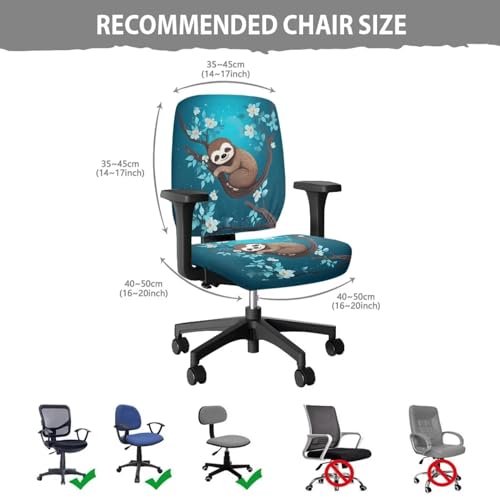 Cute Sloth Office Chair Covers Stretchable Computer Desk Chair Seat Cover Removable Chair Slipcover Protector for Rotating Swivel Chair Wheelchairs Gaming Chairs Padded Covers Flower - color: Cute Sloth