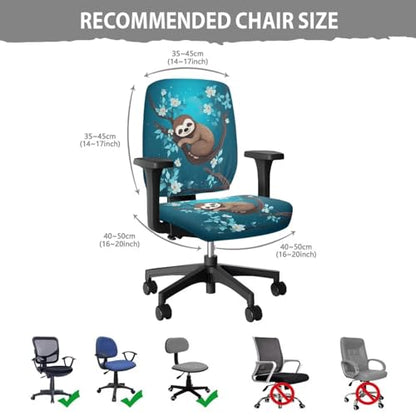 Cute Sloth Office Chair Covers Stretchable Computer Desk Chair Seat Cover Removable Chair Slipcover Protector for Rotating Swivel Chair Wheelchairs Gaming Chairs Padded Covers Flower - color: Cute Sloth