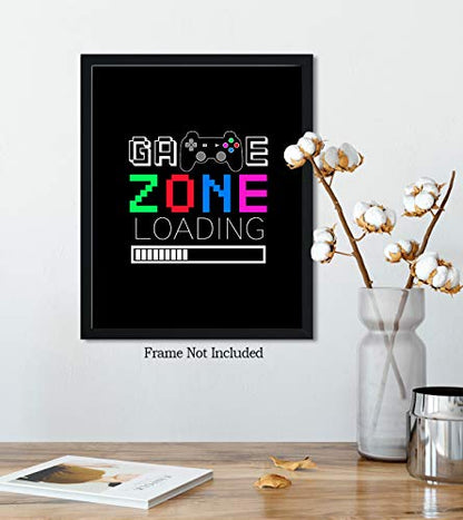 Govivo Game Zone Loading - Wall Decor Art Print with a black background - 8x10 unframed gaming-themed artwork printed on photograph paper