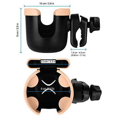 Accmor Stroller Cup Holder with Phone Holder, Bike Cup Holder, Universal Cup Holder for Uppababy Nuna Doona Strollers, 2-in-1 Cup Holder for Walker, Wheelchair, Scooter - color: Mix Pink