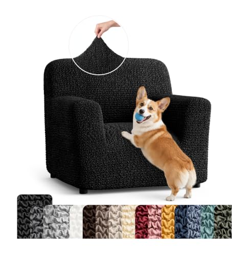 Premium Stretch Couch Covers for Sofa - Sofa Chair Cover Washable, Dogs & Pets Friendly - Elastic Polyester Loveseat Slipcovers - Non-Slip Love Seat Couch Covers - Black (21"-39" Wide) - color: Black, size: 21"-39" Wide
