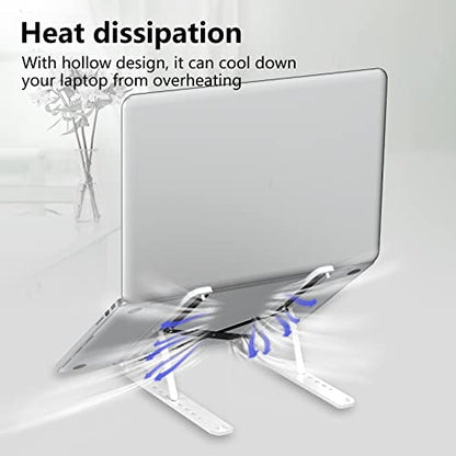 Tonmom Laptop Stand for Desk, Adjustable Laptop Riser ABS+Silicone Foldable Portable Notebook Holder, Ventilated Cooling Notebook Mount Computer Stand for 10-15.6” Laptops,Tablets-White - color: White