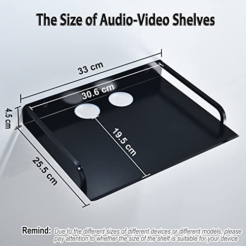 HNVNER Floating Shelf for TV Components, Wall Mounted Projector Shelf Metal Entertainment Center Shelves for Router, Modem, Cable Boxe, Game Console, DVD Player, HiFi Receiver (1PCS, 12" x 10") - color: 1 Layer-large-1pcs